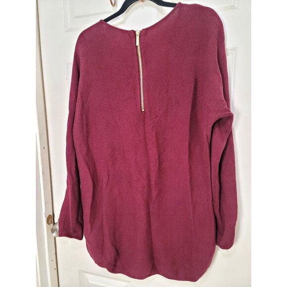 MICHAEL KORDS Women's Long Sleeve Burgundy Sweater With Back Zipper Closure - Picture 3 of 11